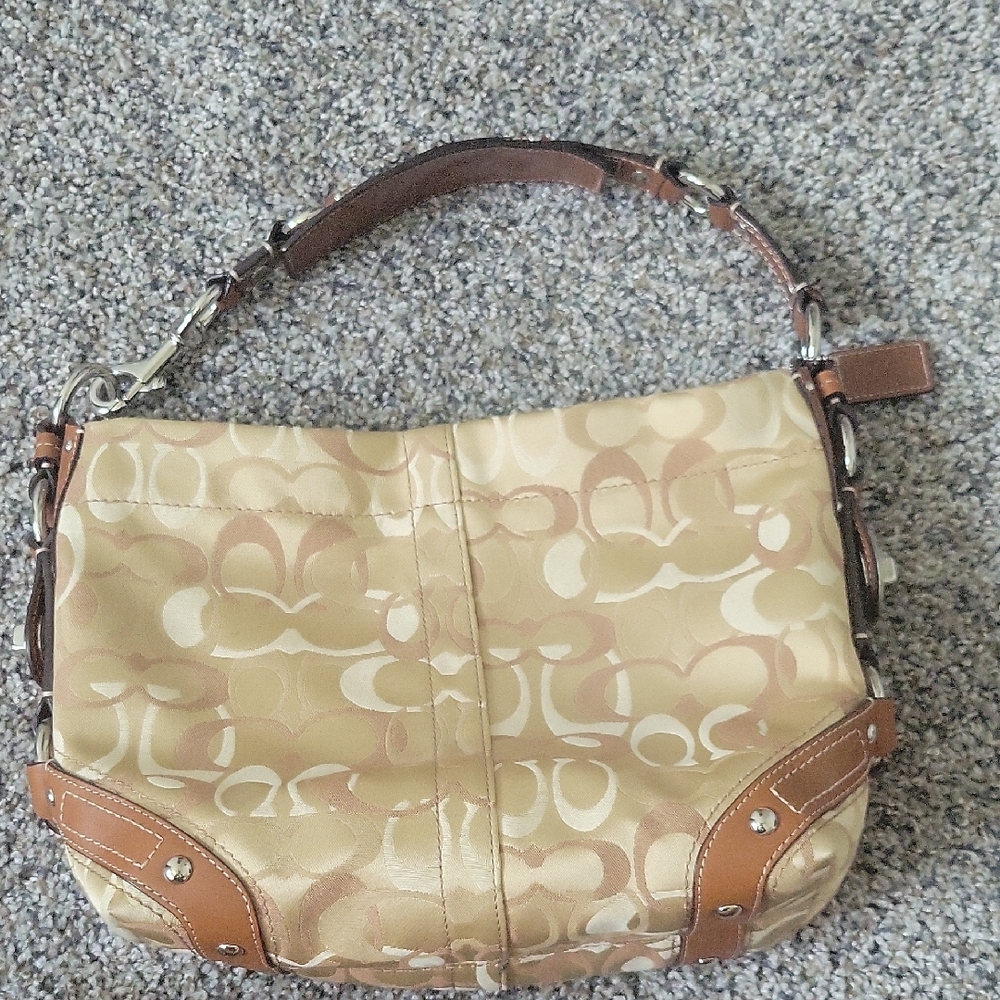 Coach Tan and Brown Shoulder Bag